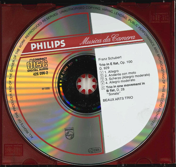 Franz Schubert - Beaux Arts Trio : Piano Trio Klaviertrio Nr. 2 D. 929 / Trio D. 28 "Sonate"  (CD)