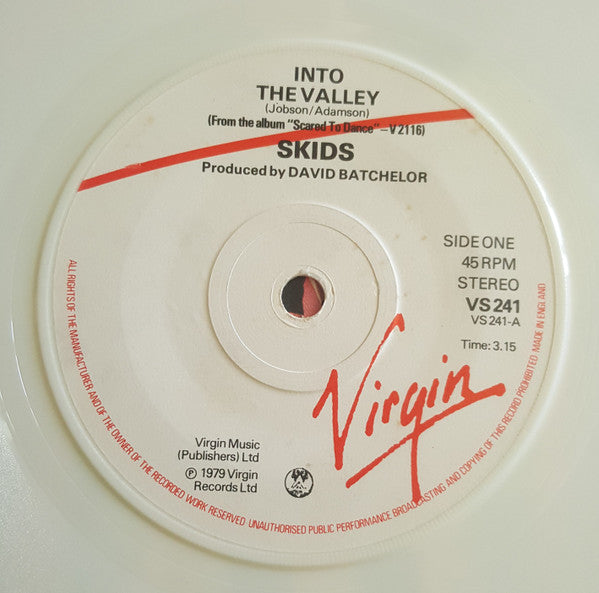 Skids : Into The Valley (7", Single, Whi)