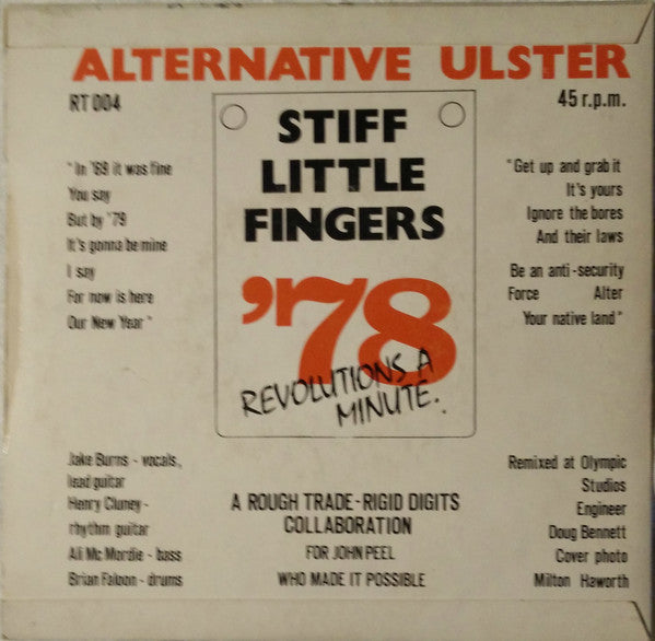 Stiff Little Fingers : Alternative Ulster (7", Single, Lyn)