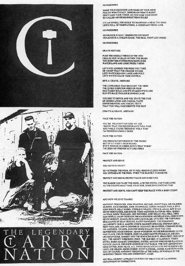 Carry Nation : Face The Nation 1985 • 1989 (7")