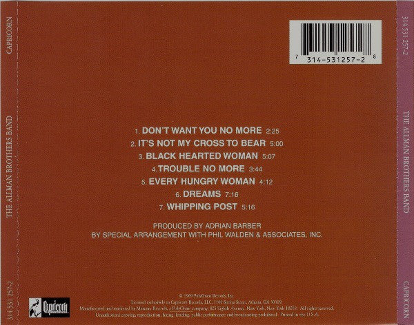 The Allman Brothers Band : The Allman Brothers Band (CD, Album, RE, Son)