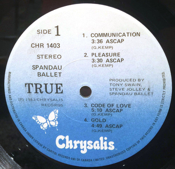 Spandau Ballet : True (LP, Album, Cap)