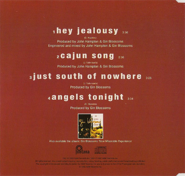 Gin Blossoms : Hey Jealousy (CD, Single)
