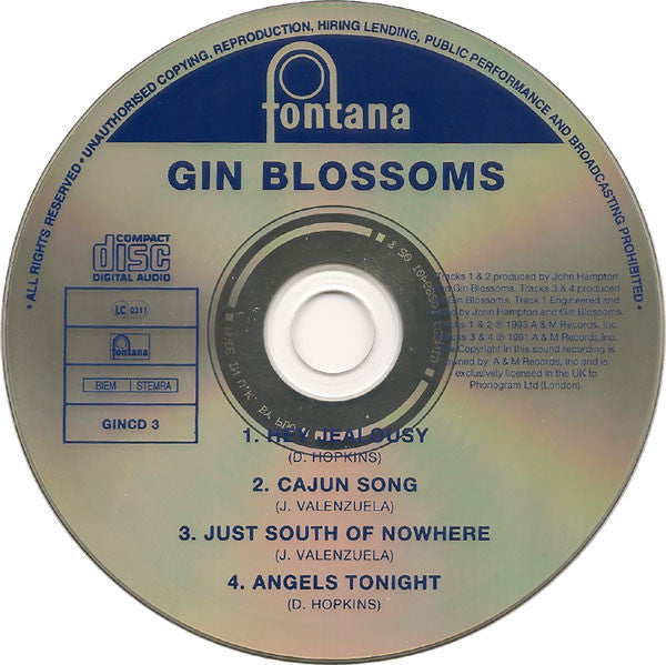 Gin Blossoms : Hey Jealousy (CD, Single)