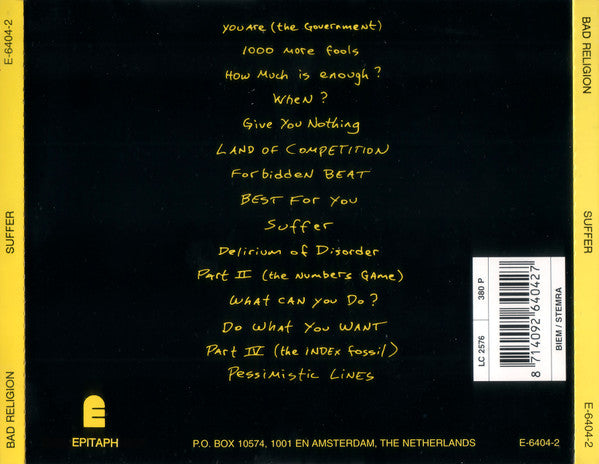 Bad Religion : Suffer (CD, Album, RE)