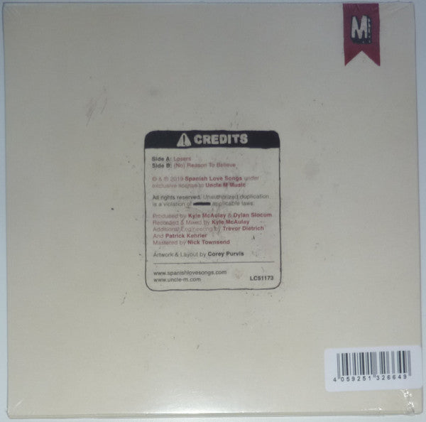 Spanish Love Songs : Losers / (No) Reason To Believe (7", Single, Ltd, Red)