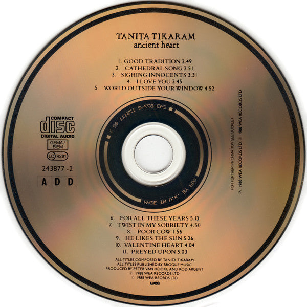 Tanita Tikaram : Ancient Heart (CD, Album)