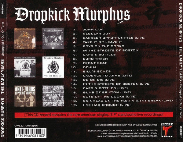 Dropkick Murphys : The Early Years (Underpaid & Out Of Tune) (CD, Comp)