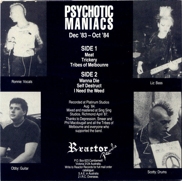 Psychotic Maniacs : A Tribe Of Melbourne (7", EP)