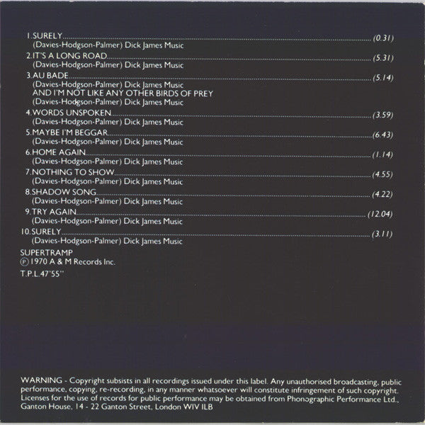 Supertramp : Supertramp (CD, Album, RE, RM)