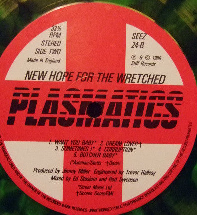 Plasmatics (2) : New Hope For The Wretched (LP, Album, Gre)