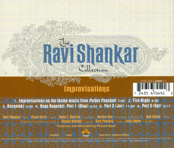 Ravi Shankar : Improvisations (CD, Album, RE, RM, Tak)