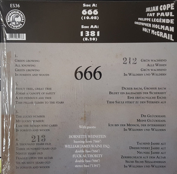 Dope (13) Feat. Fuck Authority, Julian Cope : 666 (10", Single, Ltd, Cle)