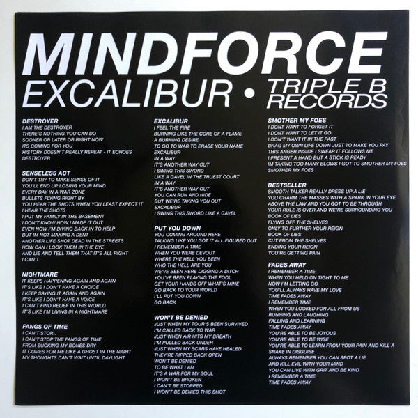 Mindforce : Excalibur (12", Album, RP, Bro)
