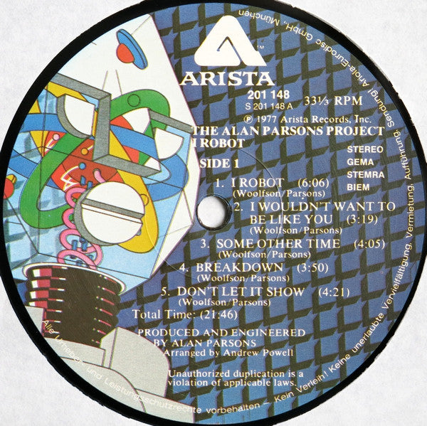 The Alan Parsons Project : I Robot (LP, Album, RE, Gat)