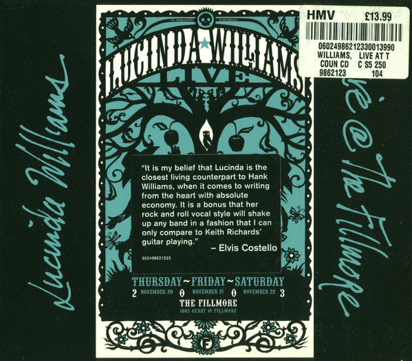 Lucinda Williams : Live @ The Fillmore (2xCD, Album, Dig)
