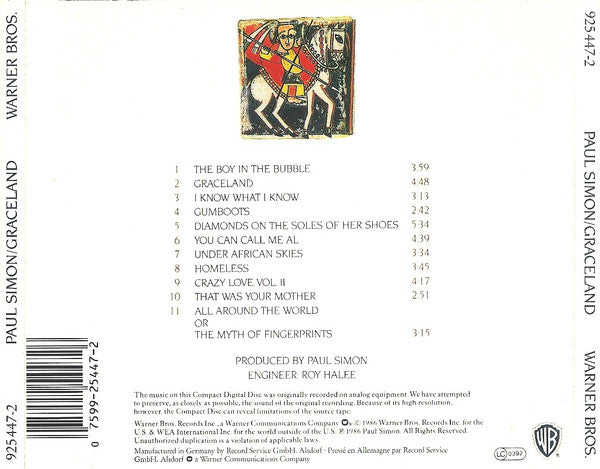 Paul Simon : Graceland (CD, Album, RP)