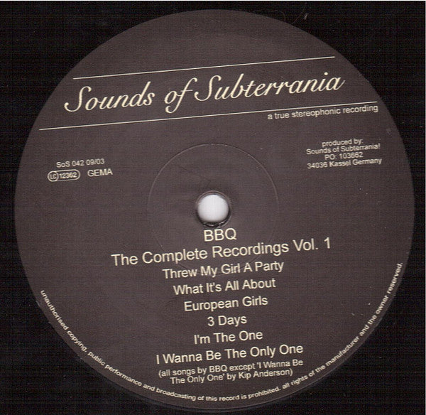 BBQ (2) : The Complete Recordings Vol. 1 (LP, Album)