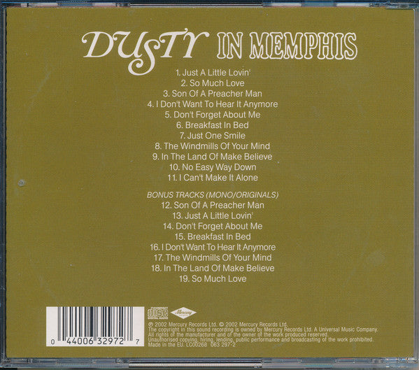 Dusty Springfield : Dusty In Memphis (CD, Album, Dlx, RM, Uni)