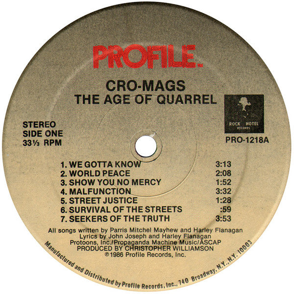 Cro-Mags : The Age Of Quarrel (LP, Album)