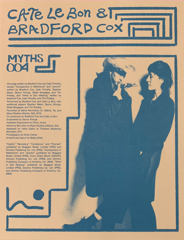 Cate Le Bon & Bradford Cox : Myths 004 (12", EP, Ltd)