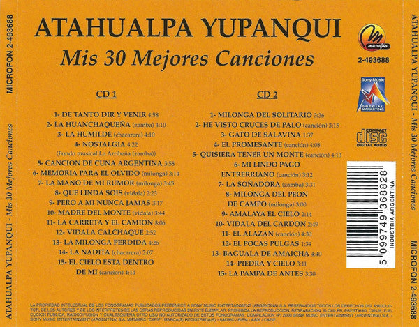 Atahualpa Yupanqui : Mis 30 Mejores Canciones (2xCD, Comp)