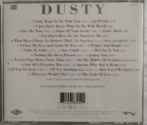 Dusty Springfield : Dusty (The Very Best Of Dusty Springfield) (CD, Comp, RE, RM)