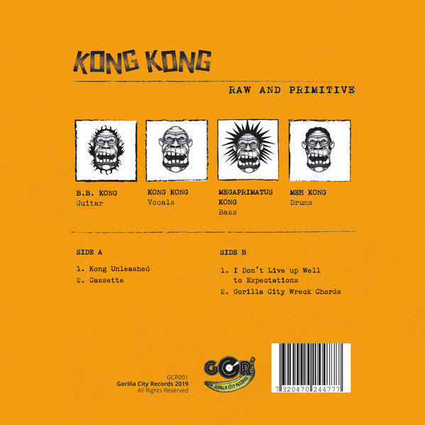 Kong Kong : Raw And Primitive (7", EP, Ltd)