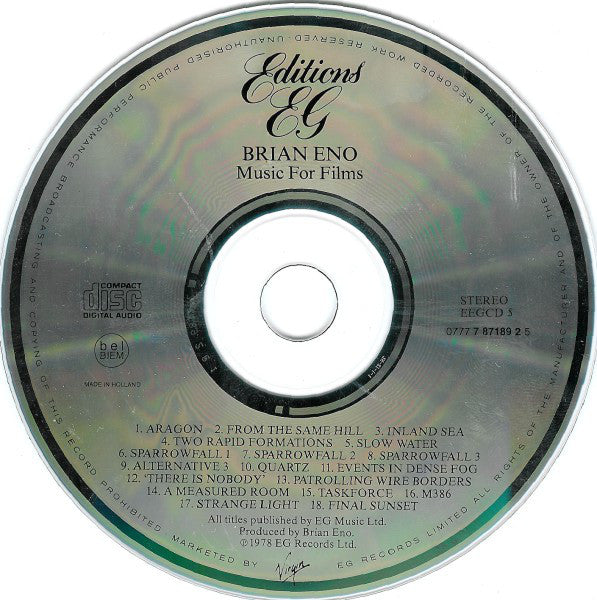 Brian Eno : Music For Films (CD, Album, RE)
