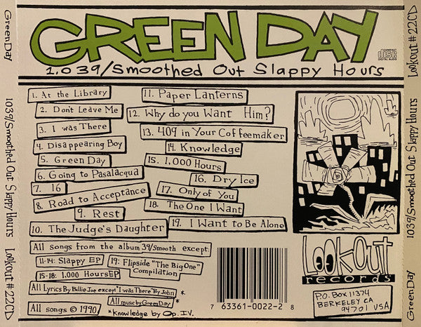 Green Day : 1,039/Smoothed Out Slappy Hours (CD, Comp, RP, KAO)