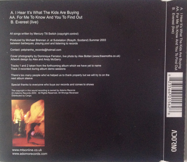 Mercury Tilt Switch : I Hear It's What The Kids Are Buying (CD, Single)