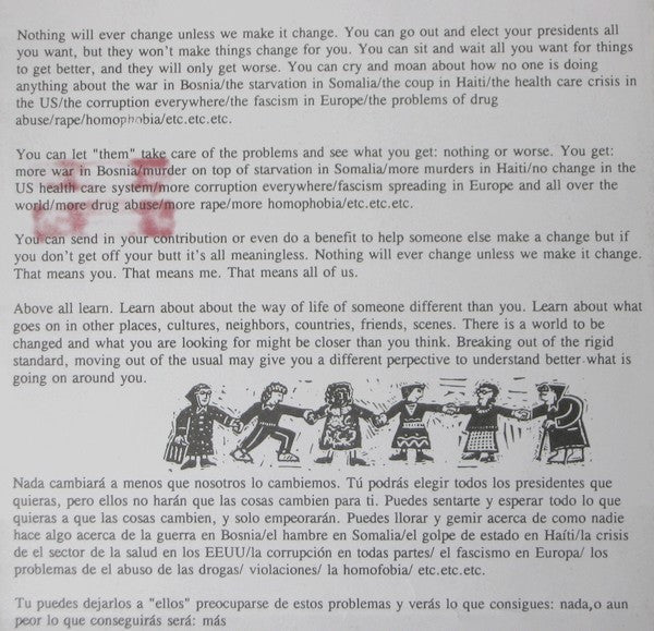 Huasipungo / Los Crudos : Nunca Nada Cambia... A Menos Que Lo Hagamos Cambiar. (7")