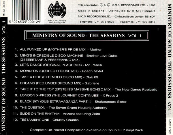 Tony Humphries : Ministry Of Sound (The Sessions Volume One) (CD, Comp, Mixed)