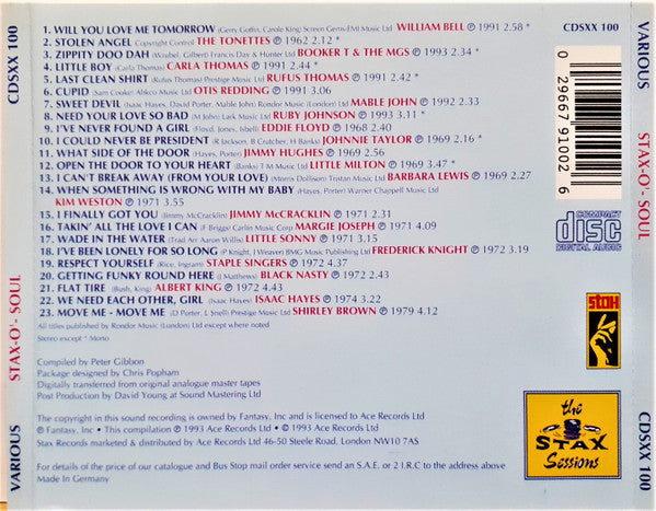 Various : Stax-O'-Soul (CD, Smplr)