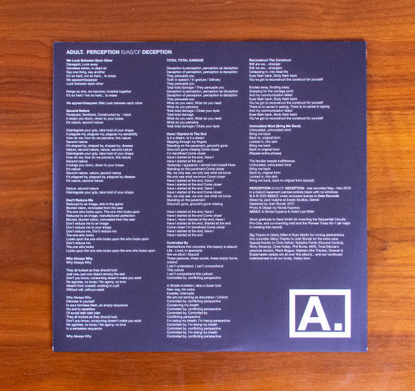 ADULT. : Perception Is/As/Of Deception (LP, Album, Ltd, Gre)