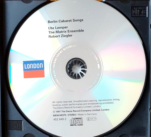 Ute Lemper : Berlin Cabaret Songs (Sung In English) (CD, Album)