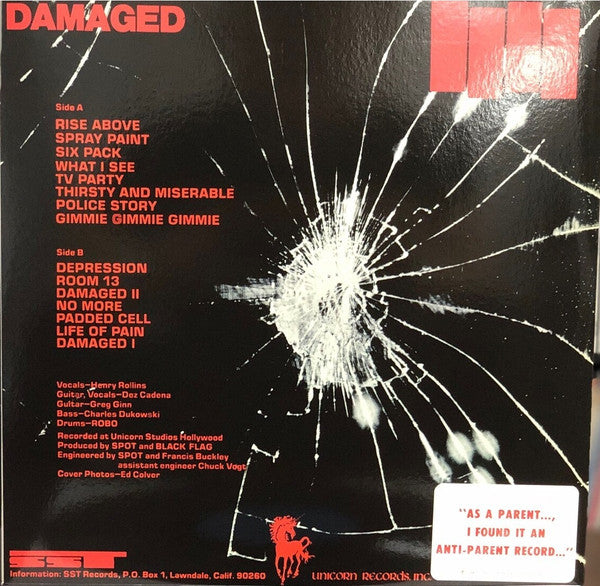 Black Flag : Damaged (LP, Album, RE, Unofficial)