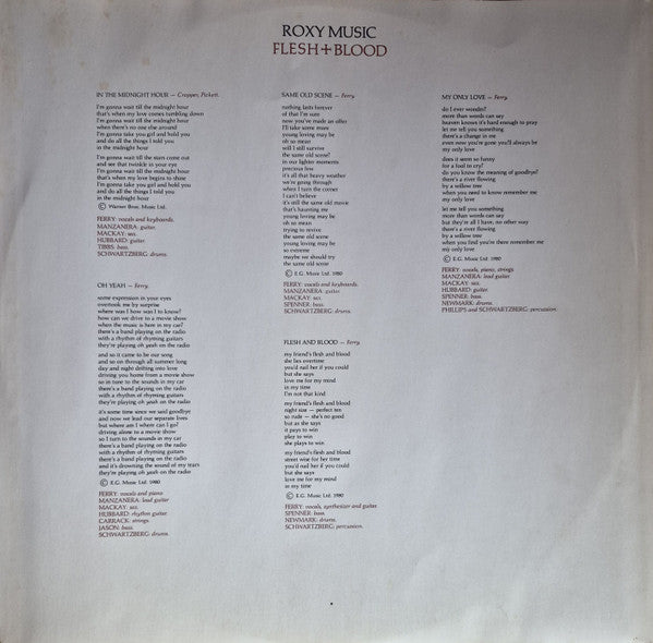 Roxy Music : Flesh + Blood (LP, Album)