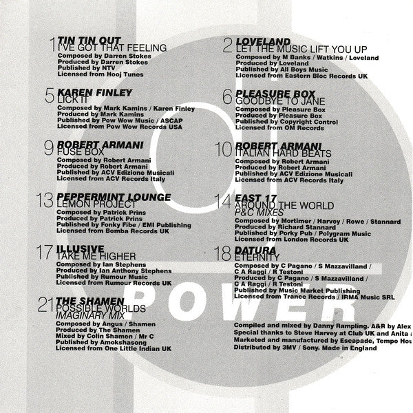 Danny Rampling : DJ Power (CD, Comp, Mixed)