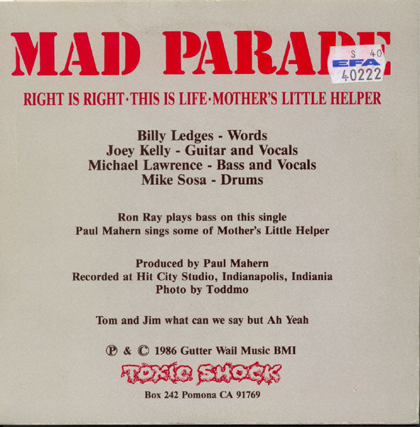 Mad Parade : Right Is Right (7")