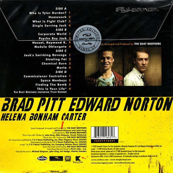 The Dust Brothers : Fight Club - Original Motion Picture Score (2xLP, Album, Ltd, Mixed, RE, 180)