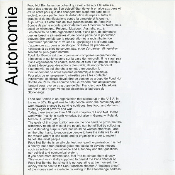 Various : Autonomie Volume 1 (7", Comp)
