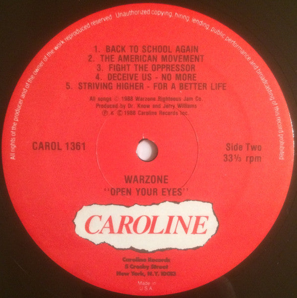 Warzone (2) : Open Your Eyes (LP, Album)