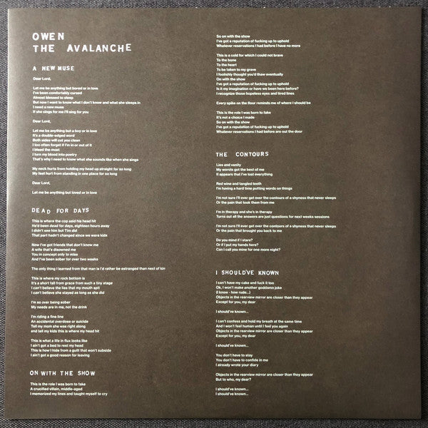 Owen (4) : The Avalanche (LP, Album, Ltd, Cre)