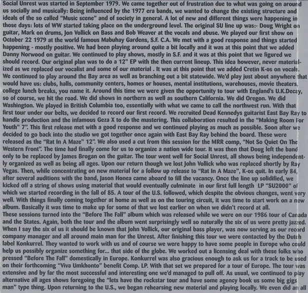Social Unrest : The Complete Studio Recordings Vol 1 (CD, Comp, RE)