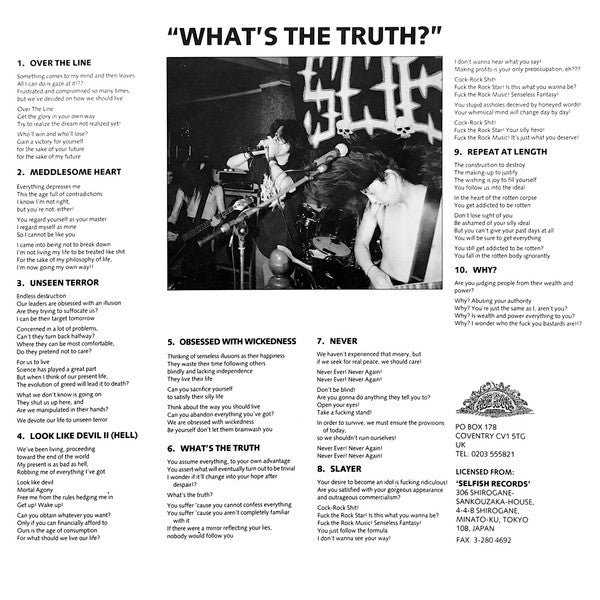 S.O.B* : What's The Truth? (LP, Album, Tou)