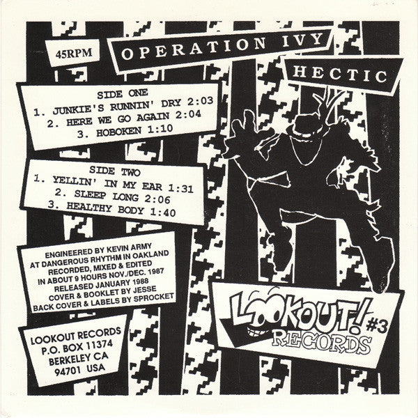 Operation Ivy : Hectic E.P. (7", EP, RP)