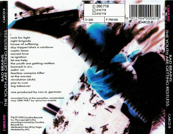 Bad Brains : The Youth Are Getting Restless (Live At The Paradiso, Amsterdam, 1987) (CD, Album)