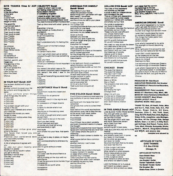 Articles Of Faith : Give Thanks (LP, Album)
