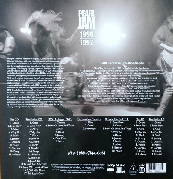 Pearl Jam : Ten (Box, Comp, Dlx + CD, Album, RE, RM + CD, Album, RM)